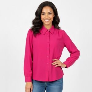 JUDY BOND Vintage Button Front Collared Blouse, Women’s Size 10, Pink